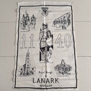 Vintage Royal Burgh of Lanark Scotland 100% Linen Tea Towel Sir William Wallace